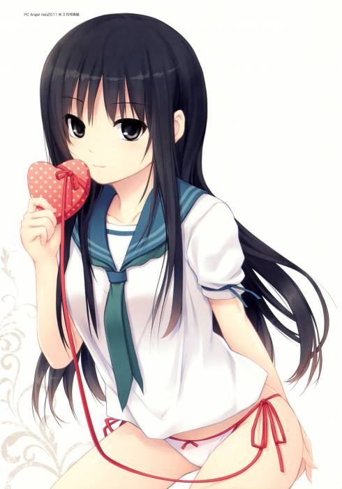 chiboard-b1t56095-20120319_1226733_absurdres_black_eyes_black_hair_bow_panties_coffee_kizoku_cure_girl_heart_highres_kunimura_kotone_light_smile_long_hair_looking_at_viewer_no_pants_panties_upby-anonymous.jpg