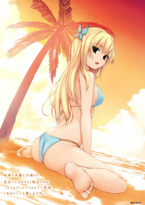 chiboard-b1t56100-20120319_1260290_absurdres_ass_back_bare_shoulders_barefoot_beach_bikini_blonde_hair_boku_wa_tomodachi_ga_sukunai_breasts_butterfly_butterfly_hair_ornament_coffee_kizoku_solo_upby-anonymous.jpg