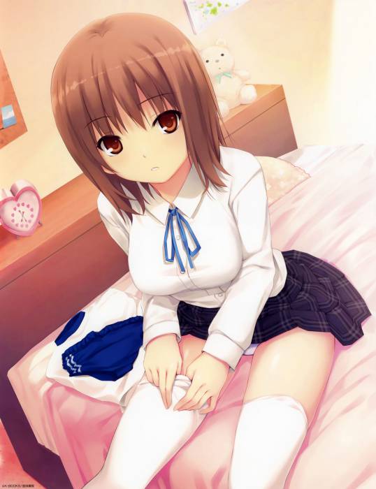chiboard-b1t56108-20120319_1292592_absurdres_aoyama_sumika_bed_bedroom_breasts_brown_eyes_brown_hair_buruma_coffee_kizoku_dressing_from_above_gym_uniform_highres_large_breasts_looking_up_skirt_upby-anonymous.jpg