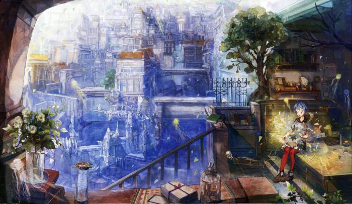 chiboard-b1t57279-20120924_Konachan.com_-_97316_blue_eyes_blue_hair_city_flowers_neyagi_original_pantyhose_scenic_short_hair_sky_tree_water_upby-Mugetsu.jpg